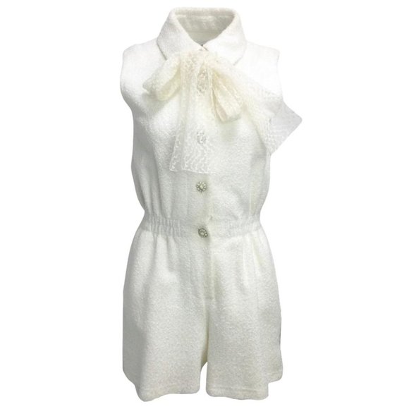 CHANEL Pants - Chanel Ivory Tweed Romper/Jumpsuit